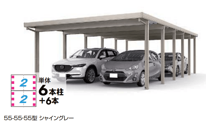 LIXILの「カーポートST 3000タイプ 4台用 縦2連棟【2023年版】」のサブ画像1