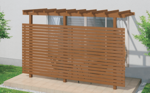 三協アルミの「ナチュレP(目隠しスクリーン 二段仕様 テラス柱直付け式 テラスタイプ 壁付け納まり) 【2022年版】」