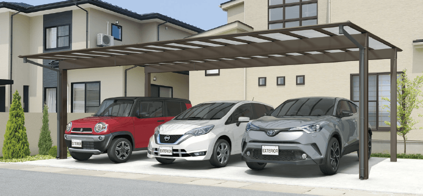 三協アルミ スカイリード 両側支持タイプ(耐積雪量20cm仕様:3台用基本・奥行片寄せ・柱間口方向移動)【2023年版】5