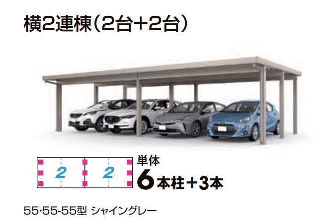 LIXILの「カーポートST 4500タイプ 4台用 横2連棟【2023年版】」