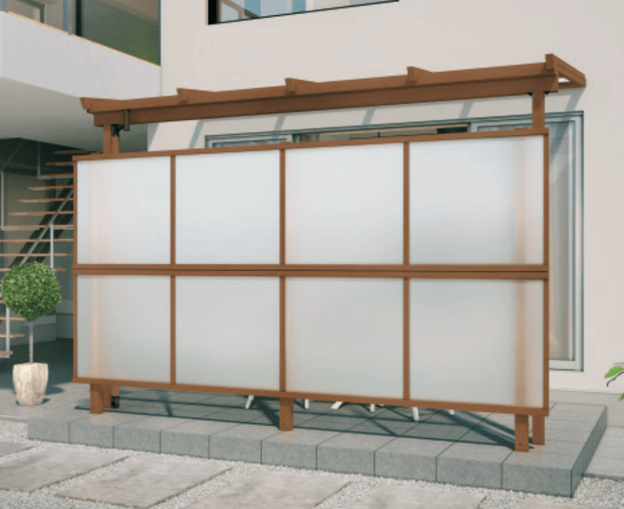 三協アルミの「ナチュレS(前面パネル 二段仕様 独立式 パーゴラタイプ 壁寄せ納まり・独立納まり) 【2022年版】」