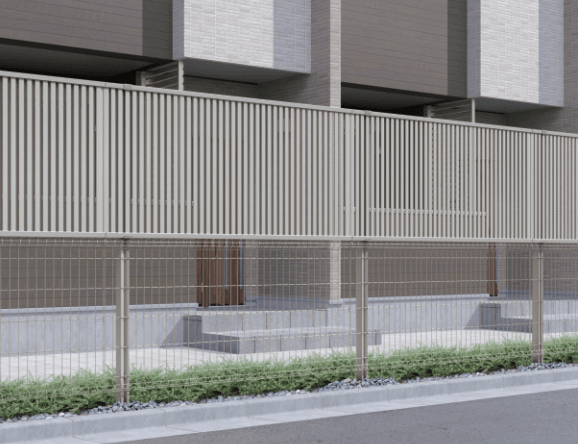 三協アルミの「ユメッシュプラス 上目隠しタイプ2型 たて目隠しルーバー フリー支柱タイプ【2023年版】」