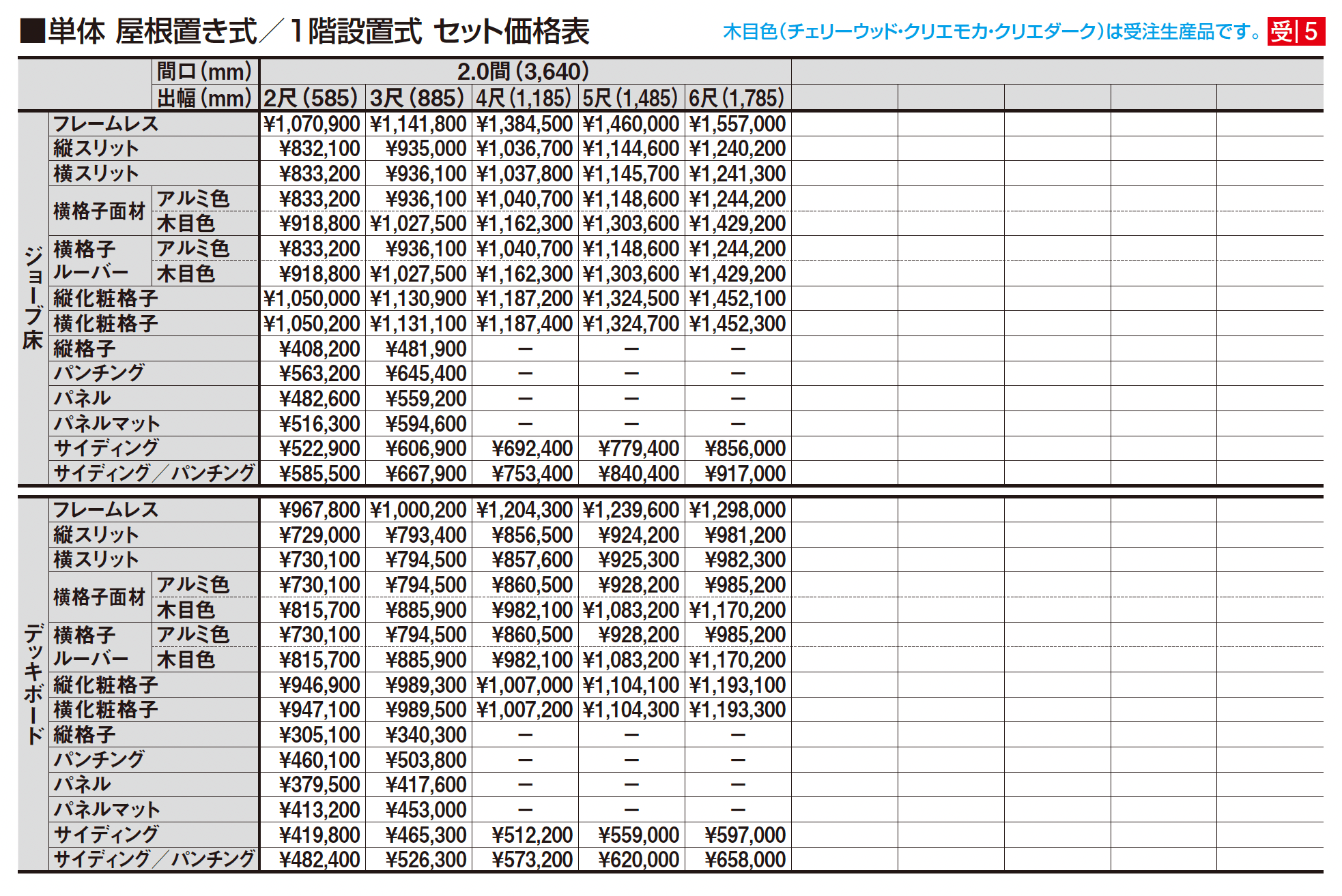 ビューステージ Sスタイル 関東間 屋根置き式/1階設置式_価格_2