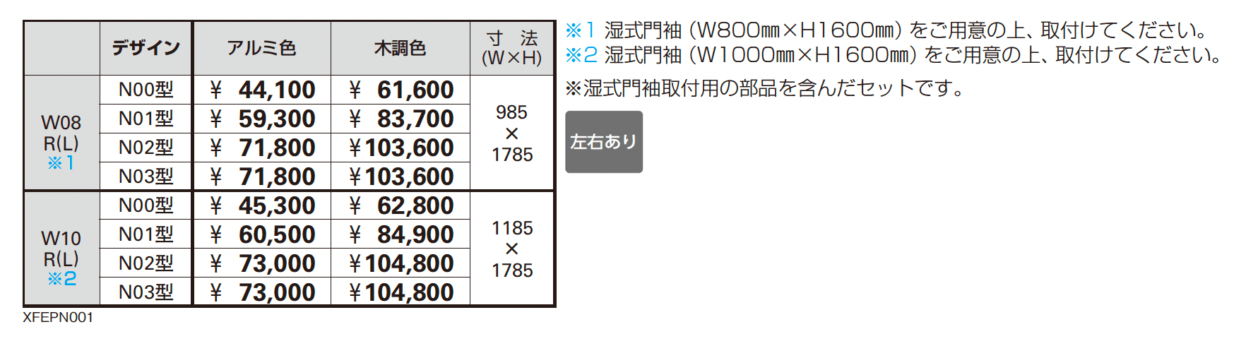 プリュード ウォールフレームユニットN03型_価格_1