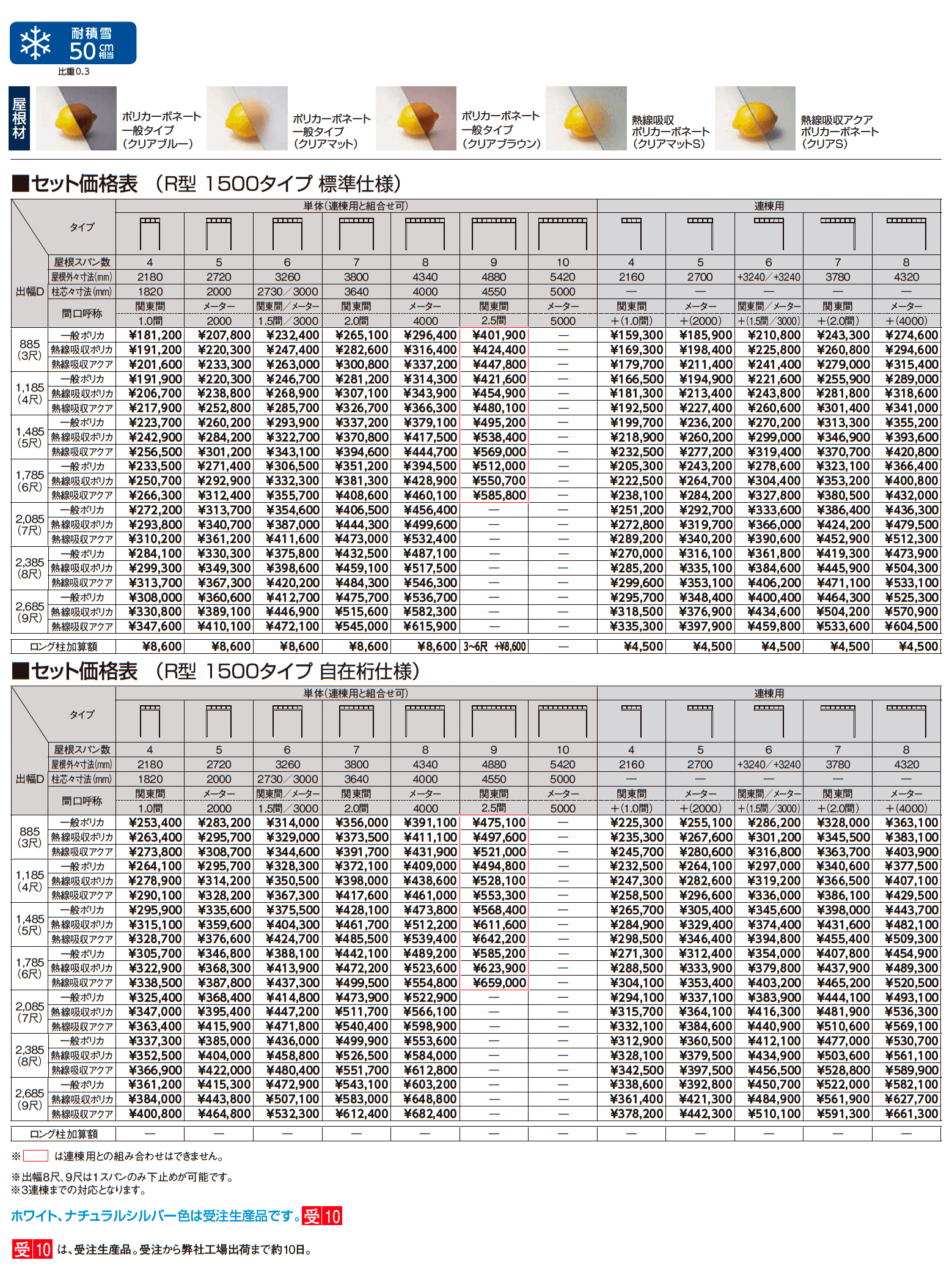 テラスVS R型 造り付け屋根タイプ_価格_2