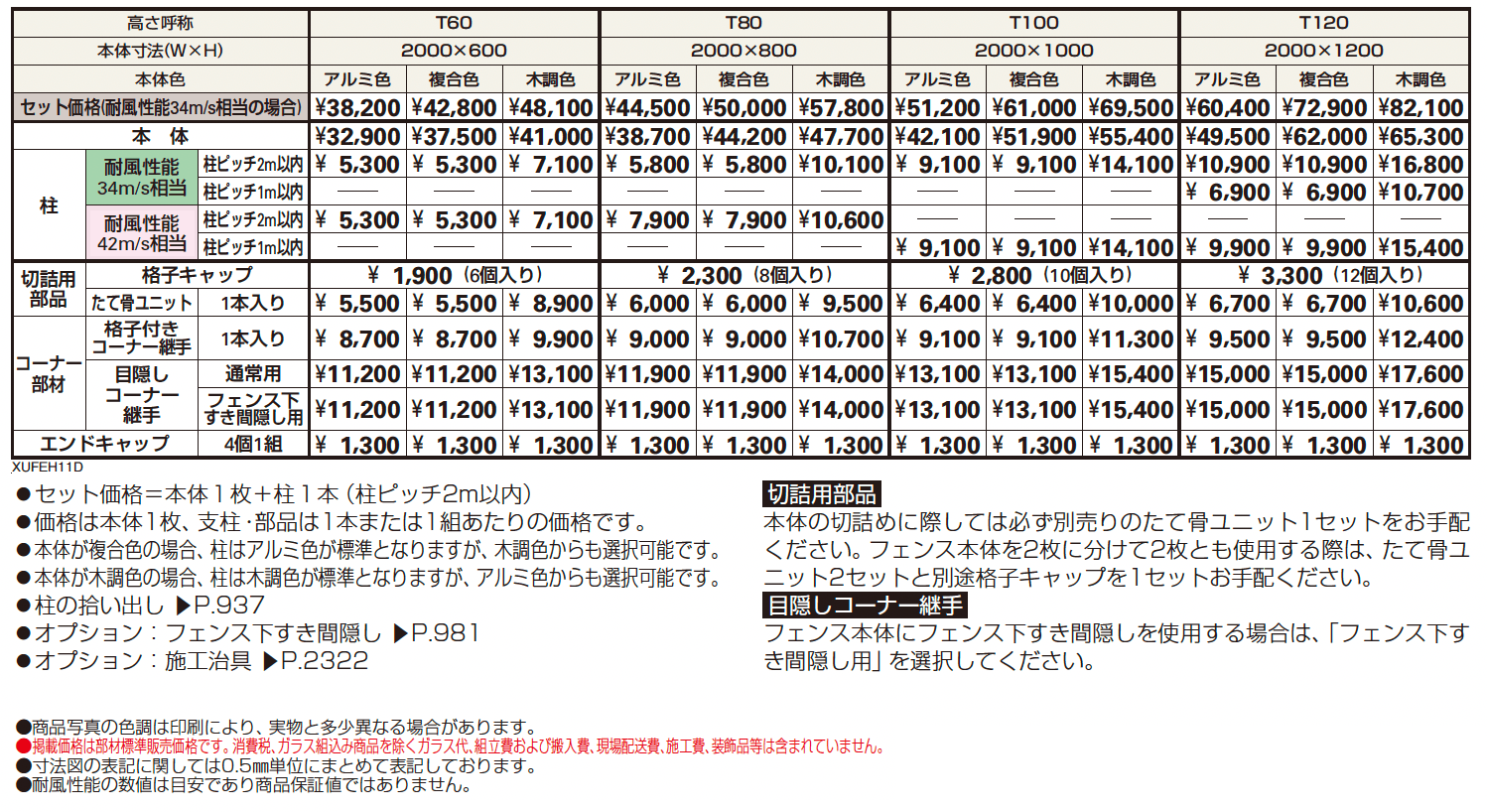 ルシアス フェンスH11型 横板格子(粗)【2024年版】_価格_1