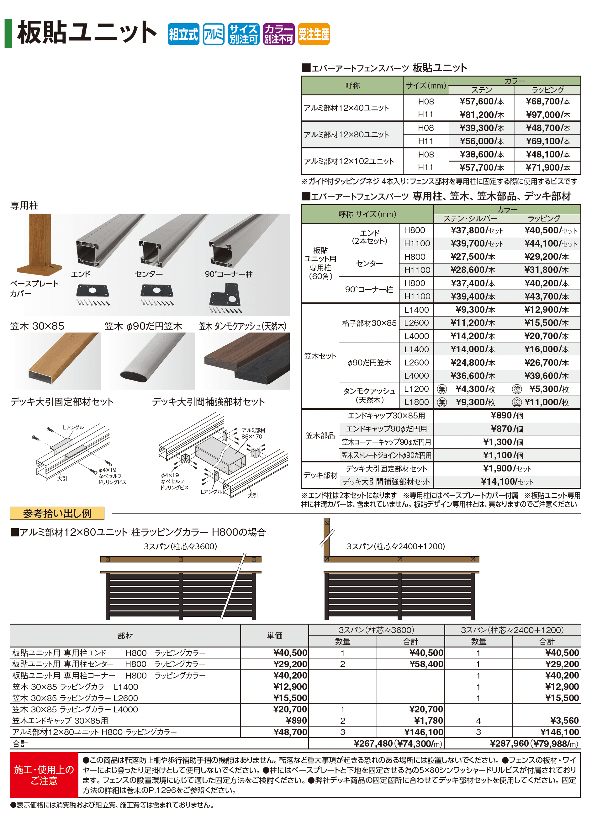 エバーアート®︎フェンスパーツ 板貼ユニット_価格_1