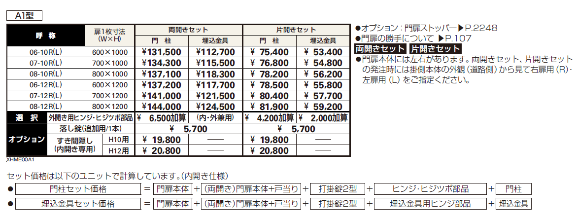 シンプレオ 門扉A1型【2024年版】_価格_1