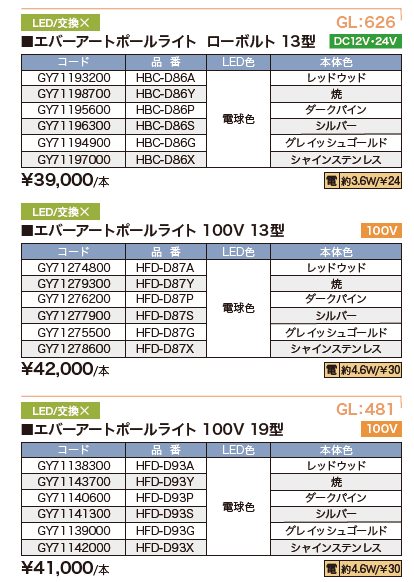 エバーアートポールライト ローボルト 13型/100V 13型/100V 19型 【2022年版】_価格_1