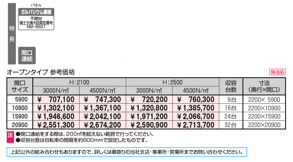 折板サイクルポート オープンタイプ_価格_1