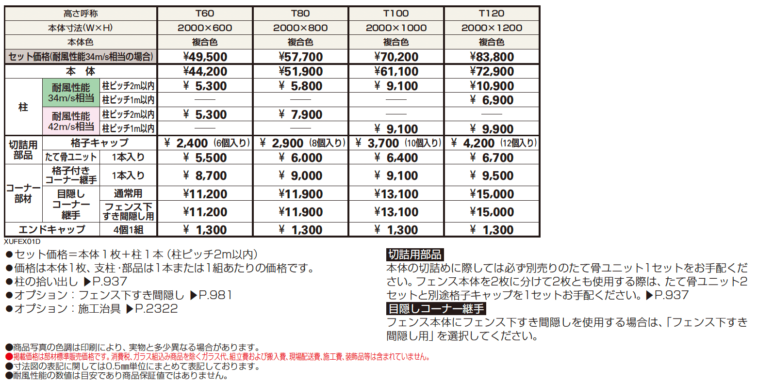 ルシアス フェンスX01型 横スリット【2024年版】_価格_1