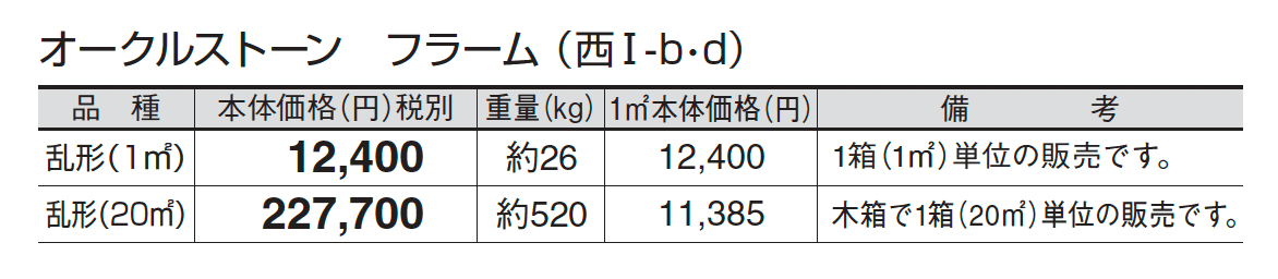 オークルストーン フラーム_価格_4