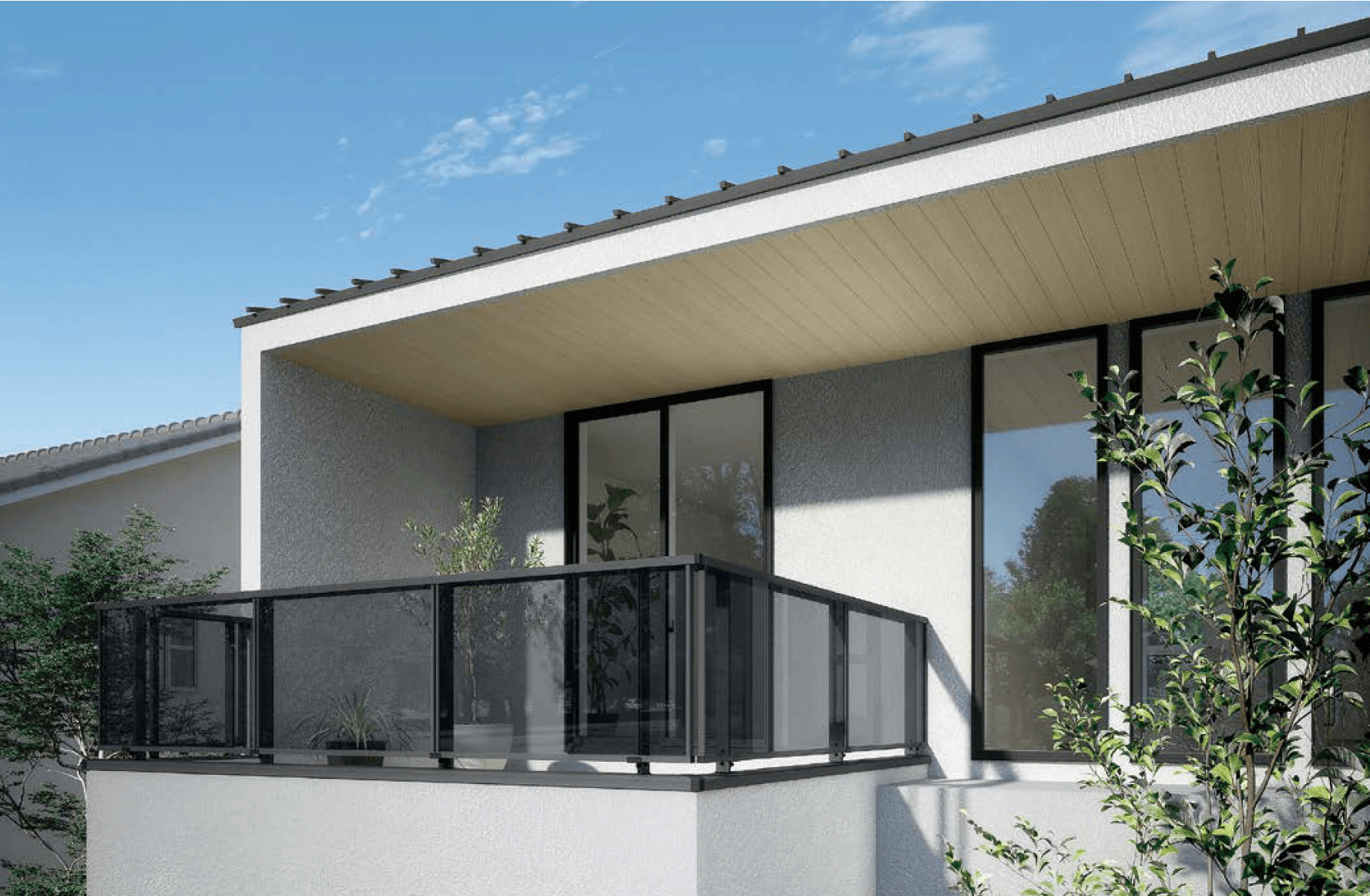 LIXILの「ベランダ手すり モダンパネル(パネルスタイル)」