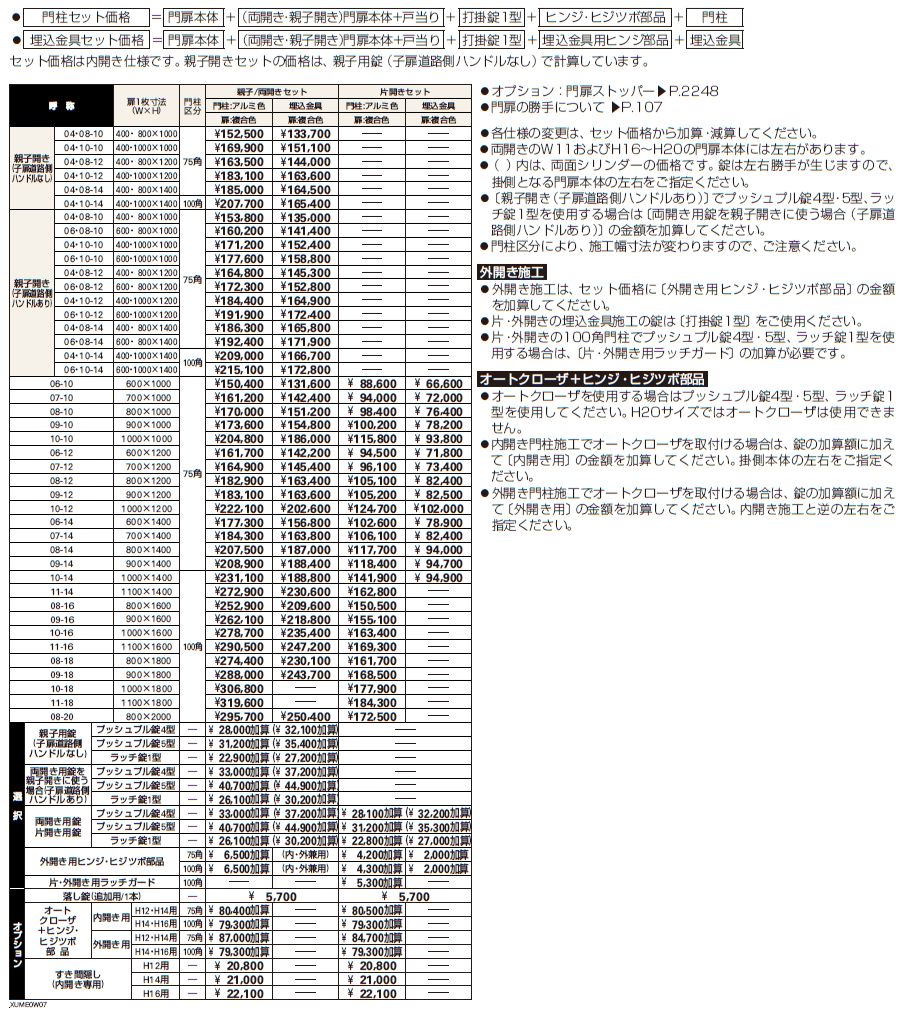 ルシアス 門扉W07型【2024年版】_価格_1