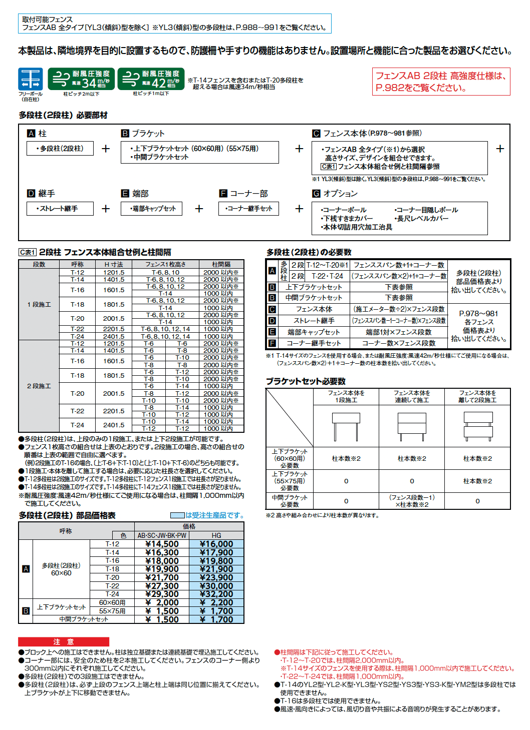 フェンスAB 多段柱(2段柱)_価格_1