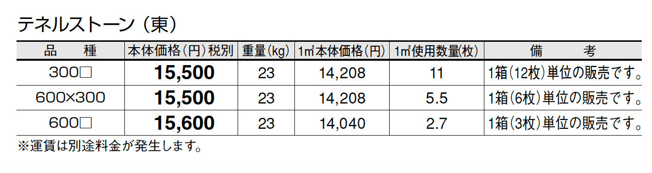 テネルストーン_価格_1