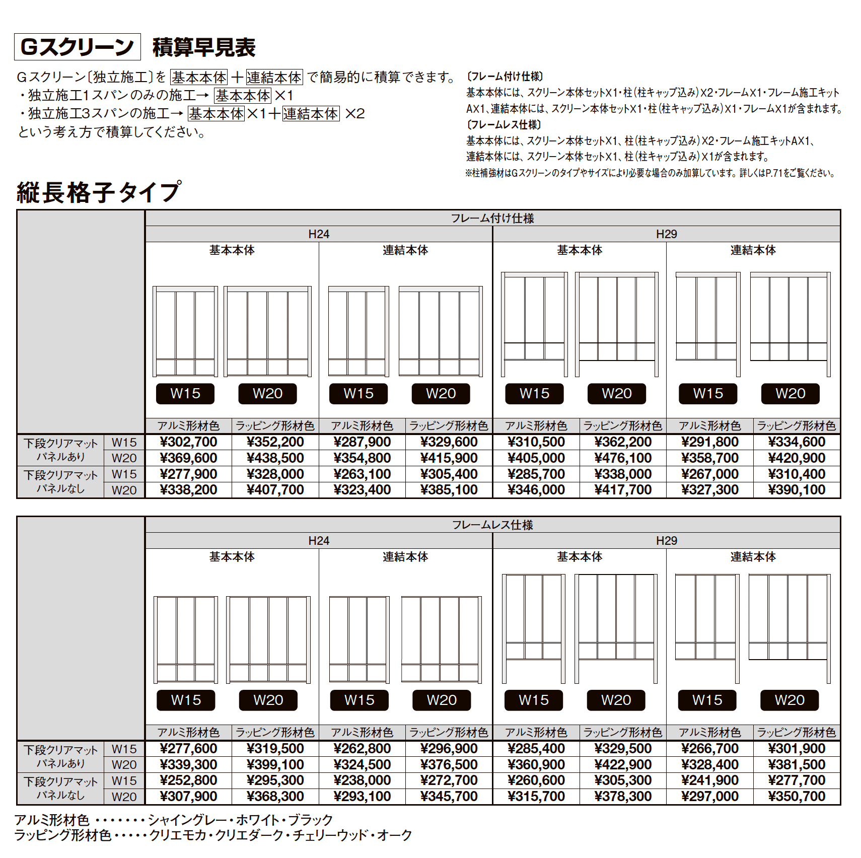 プラスG Gスクリーン 縦長格子タイプ_価格_2