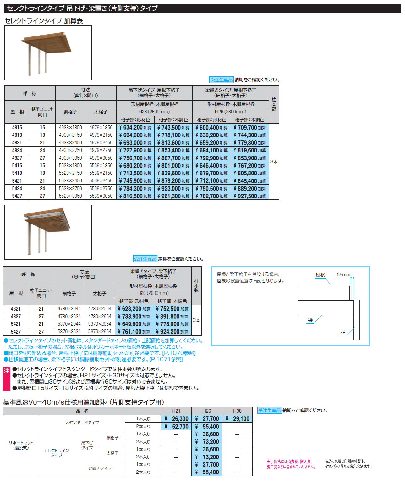 U.スタイル アゼスト セレクトラインタイプ 吊下げタイプ・梁置きタイプ(片側支持タイプ)【2024年版】_価格_1