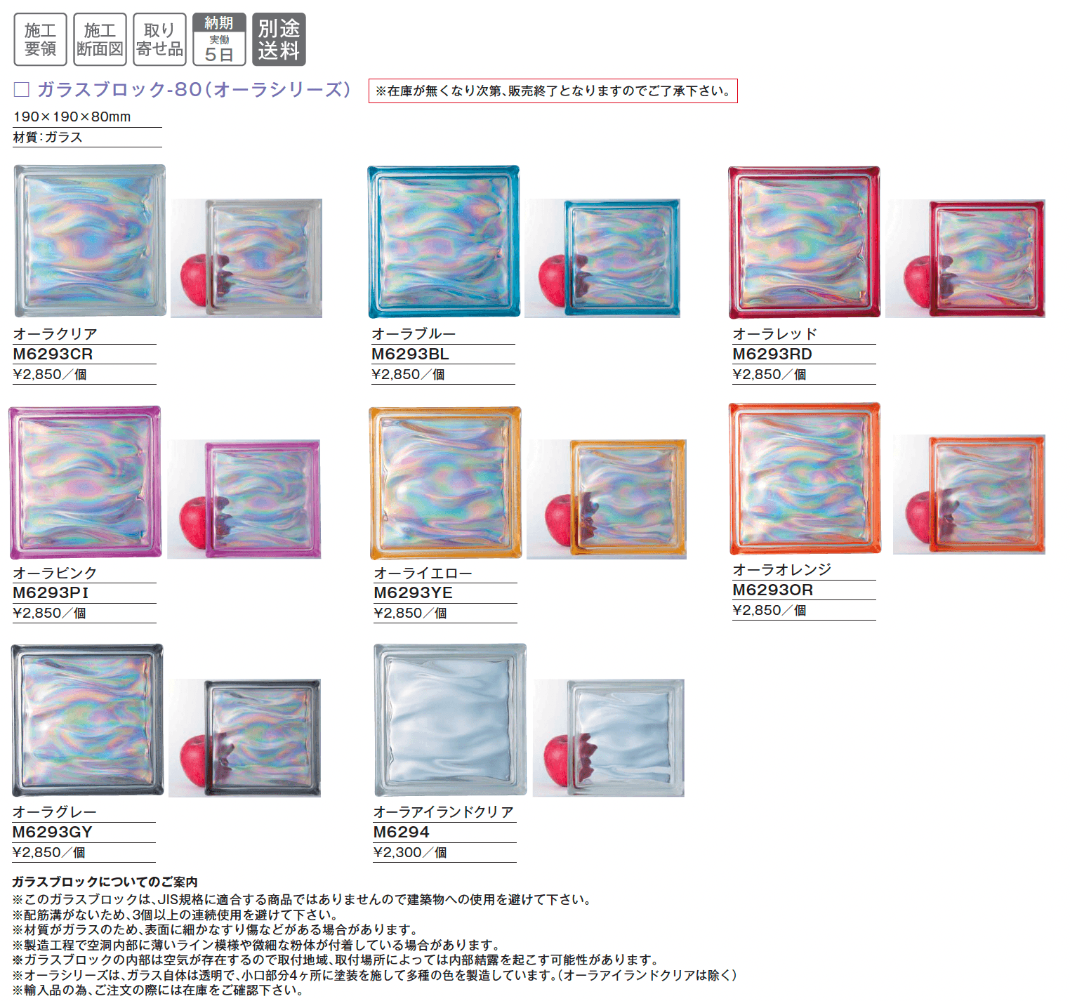 ガラスブロック-80(オーラシリーズ)【2025年版】_価格_1