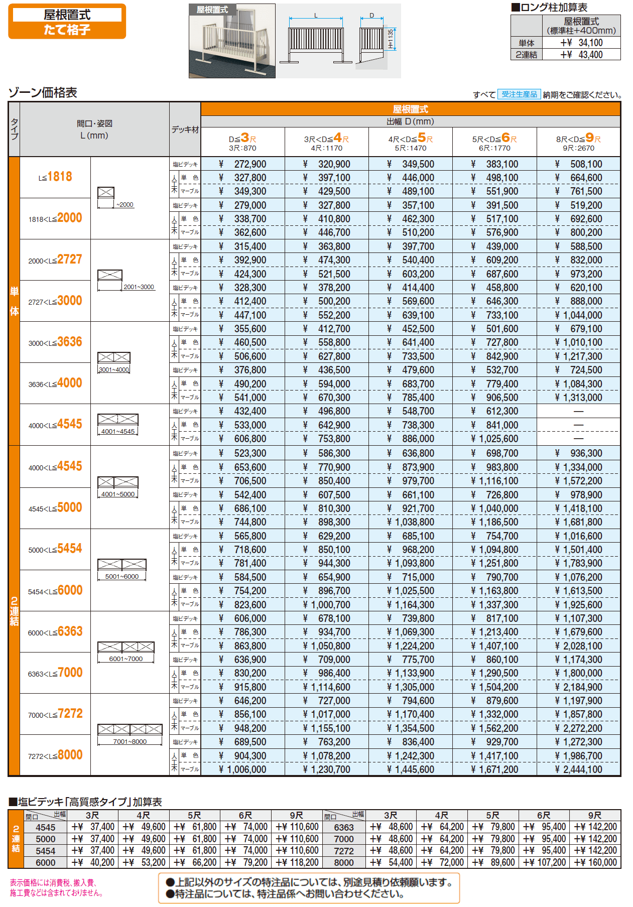 オルネ特注品(屋根置式 たて格子)【2024年版】_価格_1