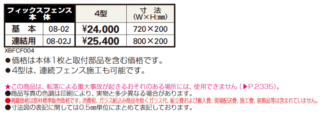 シャローネ シリーズ トラディシオン フィックスフェンス4型【2024年版】_価格_1