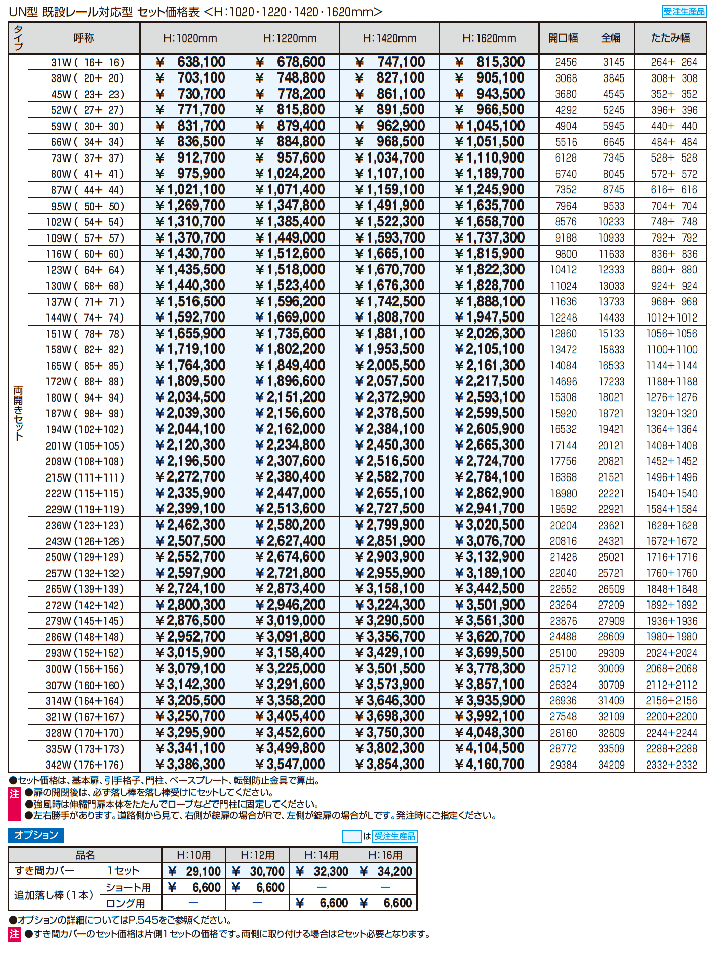 既設レール対応型 アルテンダUN型 レールタイプ_価格_2