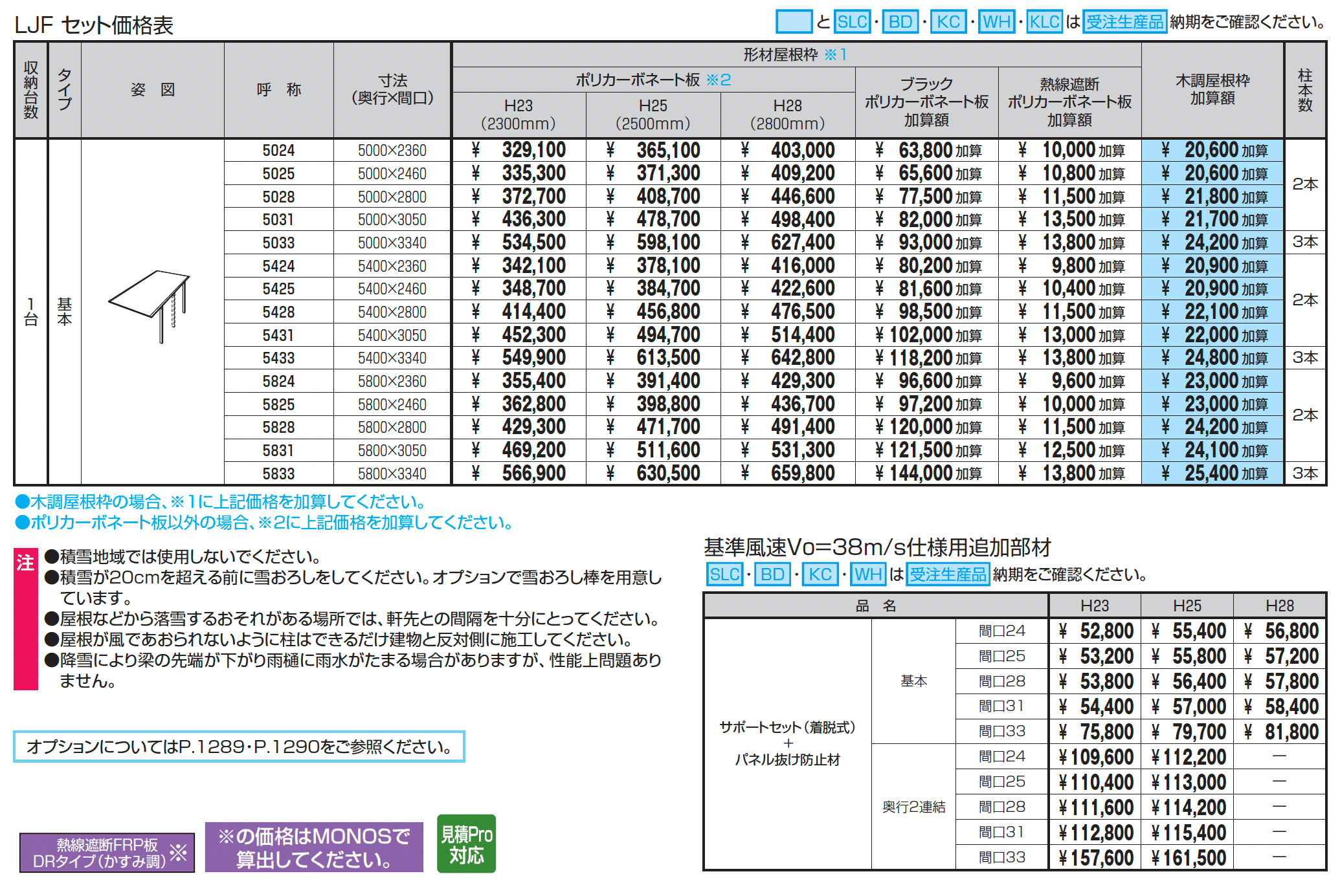 スカイリード 片側支持タイプ(耐積雪量20cm仕様:1台用基本・奥行連結)【2025年版】_価格_1