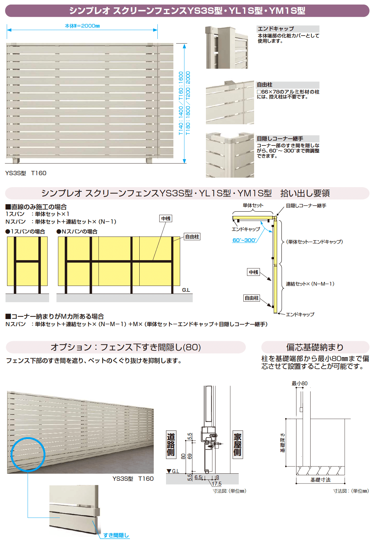 シンプレオ スクリーンフェンス YM1S型 横目隠し_価格_2