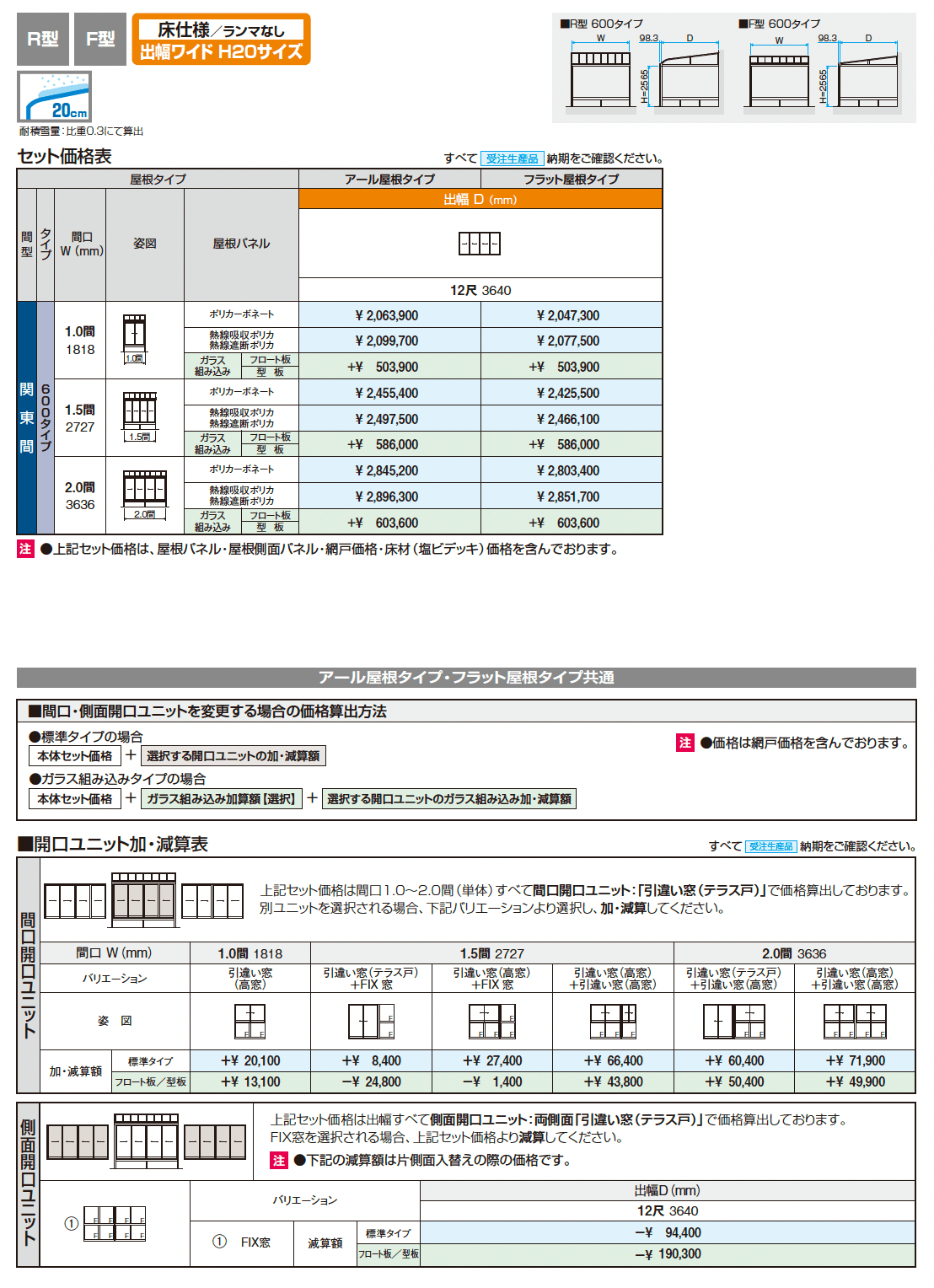 晴れもようwith特注品(床仕様/ランマなし 出幅ワイド H20サイズ)_価格_1