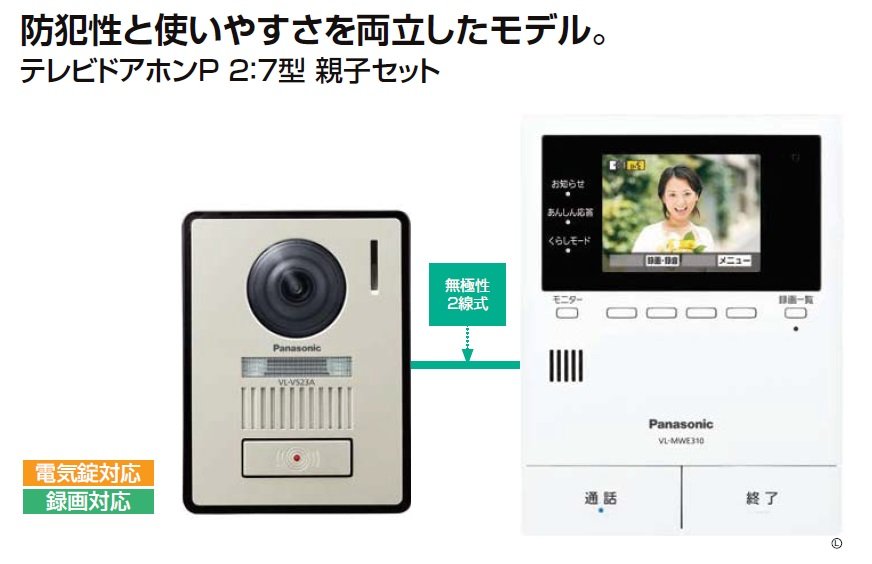 LIXILの「テレビドアホンP2:7型・親子セット」