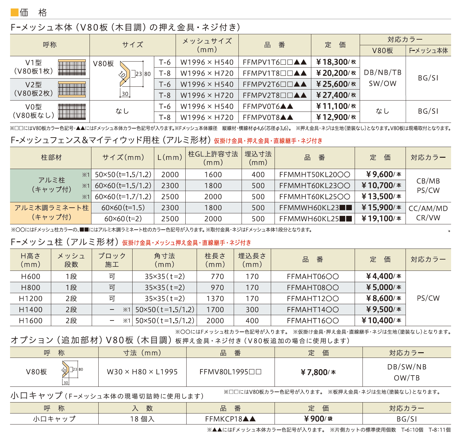 F-メッシュフェンスV型【2024年版】_価格_1