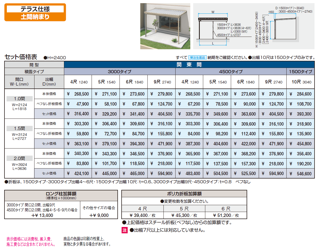 スーパーテラスGTⅡ(テラス仕様 土間納まり)【2024年版】_価格_1
