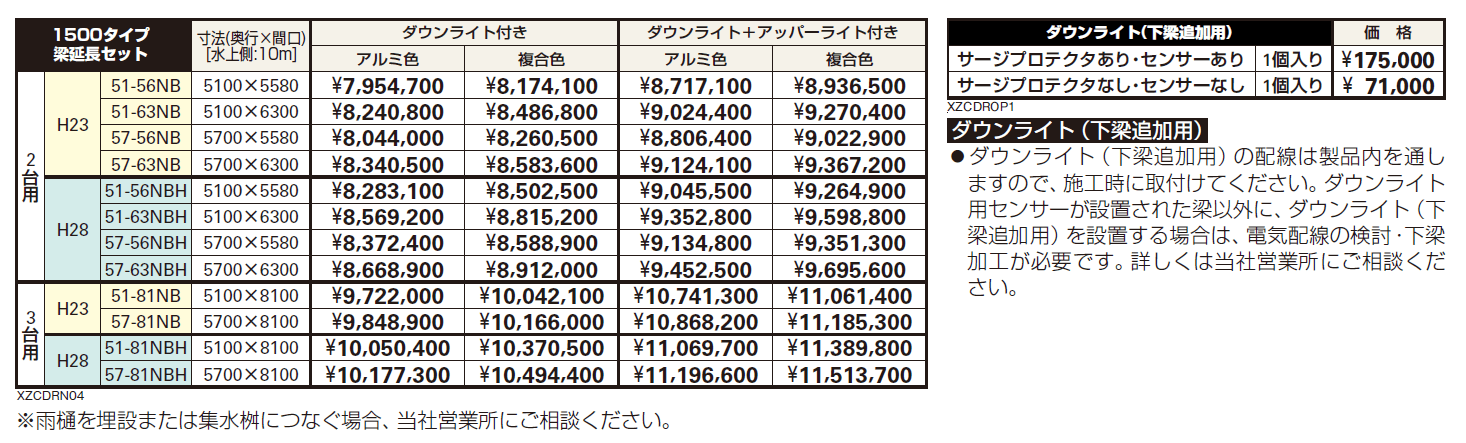 エクスティアラ ルーフ 1500タイプ 単体セット(3台用)/梁延長セット【2024年版】_価格_2