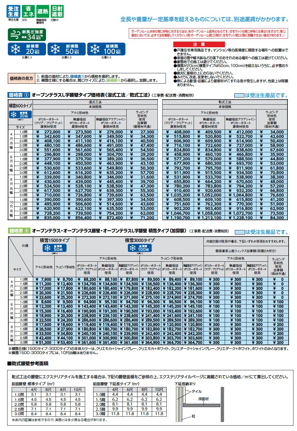 ココマ オープンテラスL字腰壁タイプ(乾式工法)_価格_1