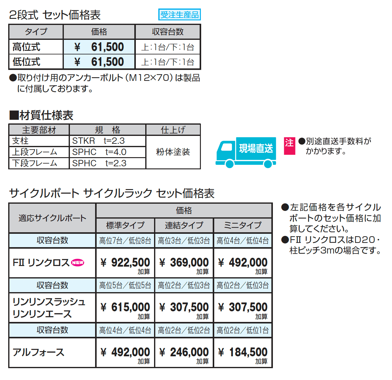 サイクルラック SFー1型 2段式_価格_1
