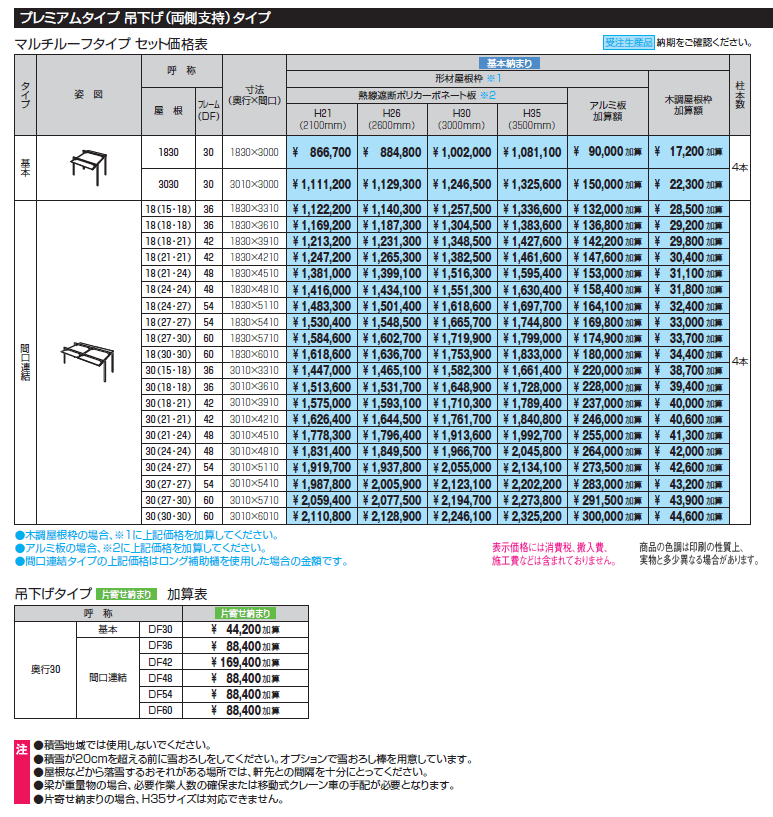 U.スタイル アゼスト プレミアムタイプ 吊下げタイプ(マルチルーフタイプ(両側支持タイプ))【2024年版】_価格_1