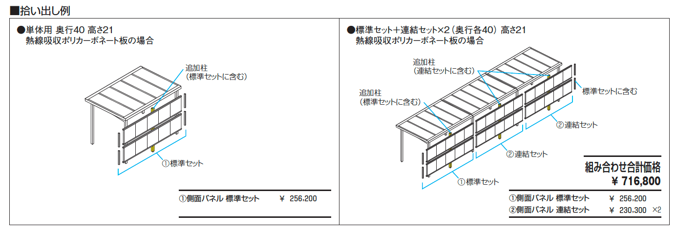 通路シェルター用 側面パネル レイロード 両支持タイプ_価格_2