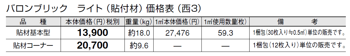 バロンブリック ライト(貼付材)【2024年版】_価格_5