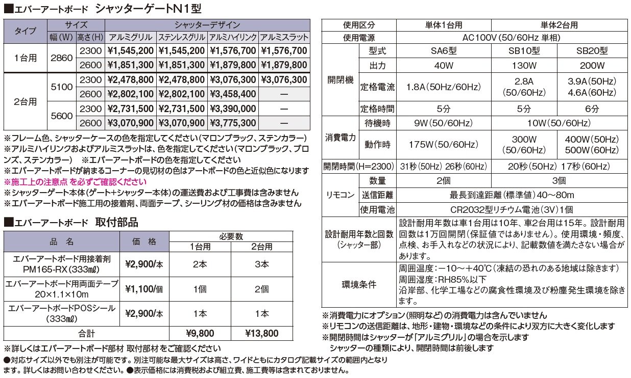 エバーアートボード シャッターゲートN1型【2024年版】_価格_1