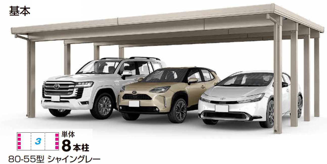 LIXILの「カーポートST 4500タイプ 3台用」のサブ画像1