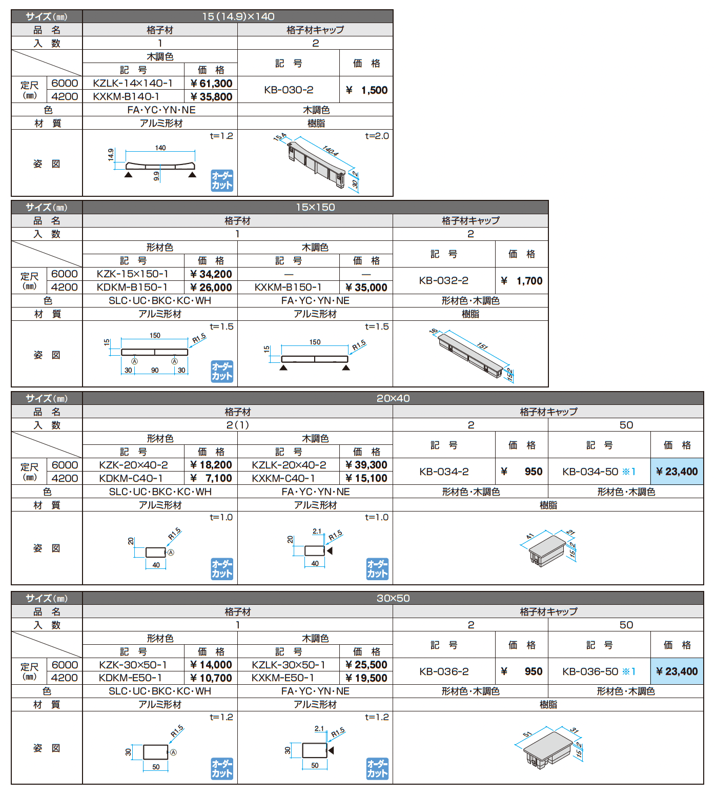 ドレスパーツ 格子材_価格_3