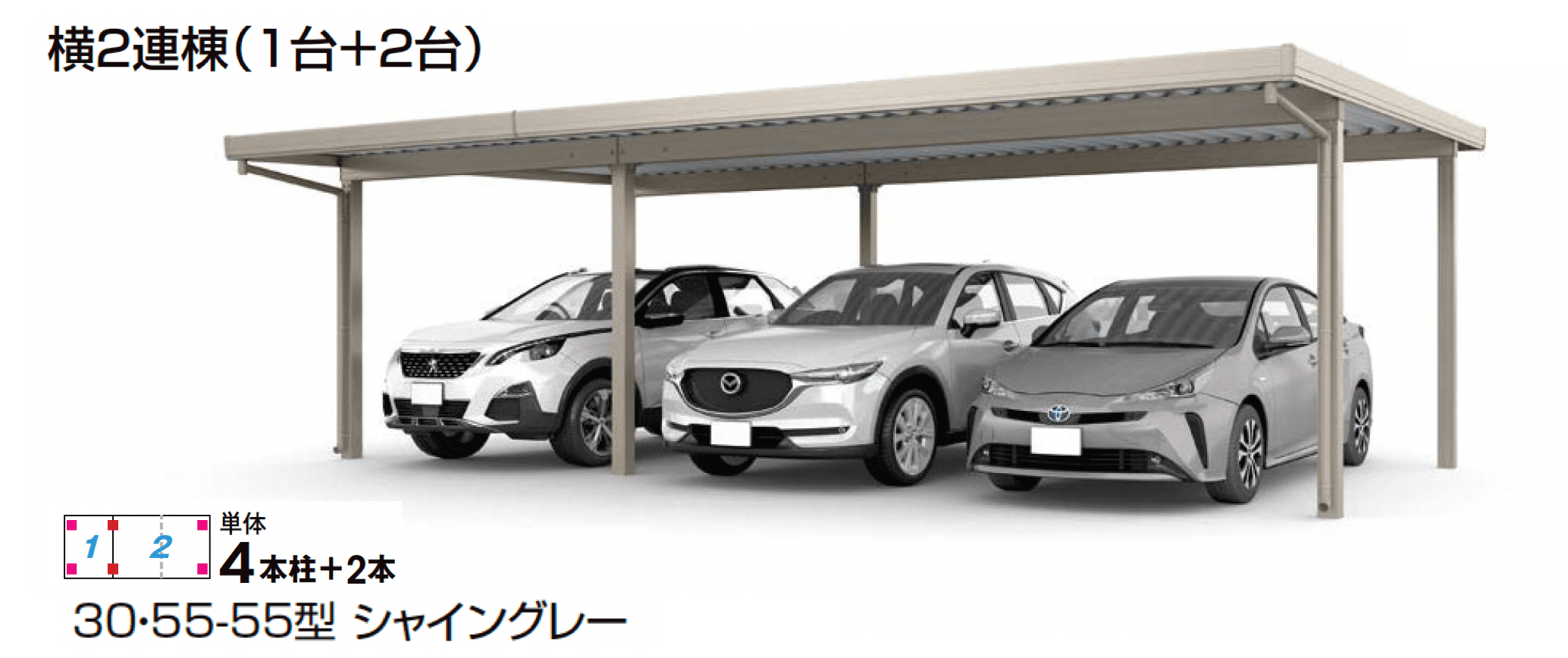 LIXILの「カーポートSW 900タイプ 3台用」