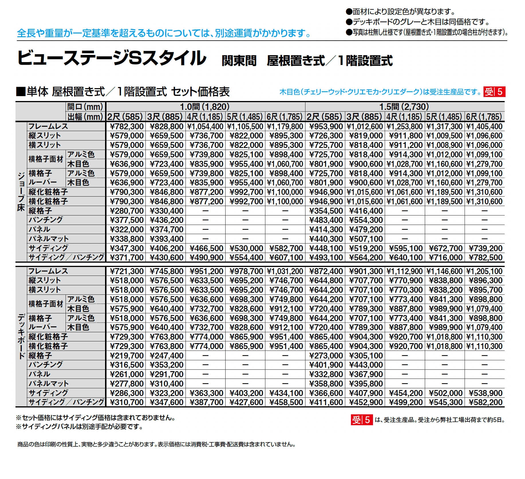 ビューステージ Sスタイル 関東間 屋根置き式/1階設置式_価格_1