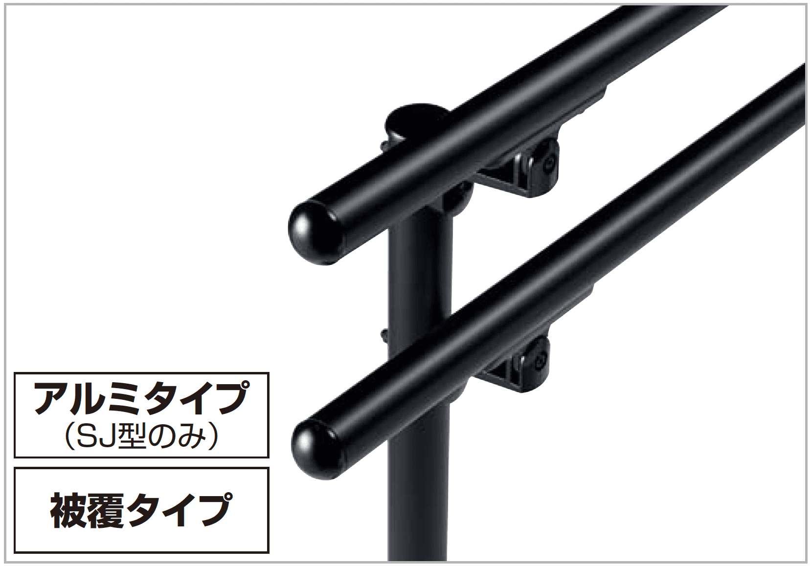 四国化成の「手すり セイフティビーム SU型Φ34mm / SJ型Φ38mm標準仕様・フロント2段」