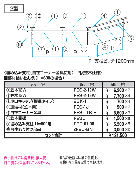 エトランポS2型フリー支柱タイプ／フロント笠木納まり_価格_1